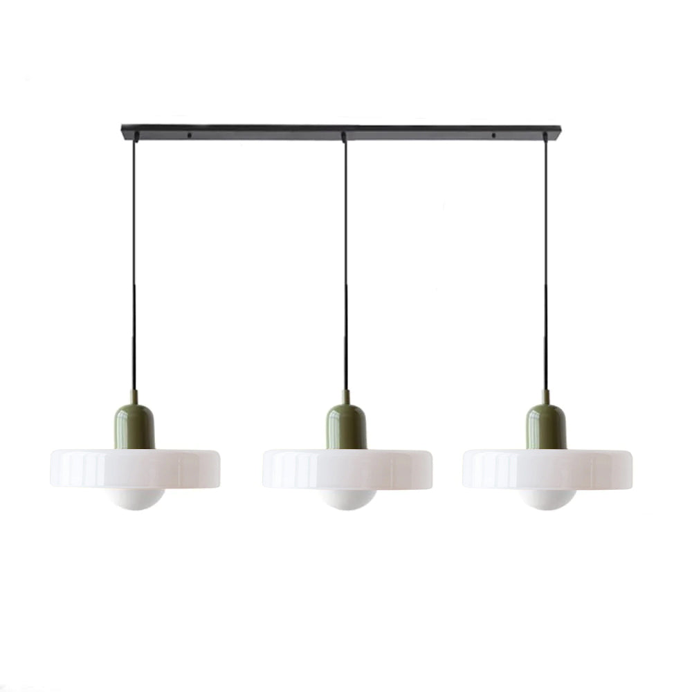 Lampada a sospensione in vetro minimalista in stile Bauhaus con tre teste