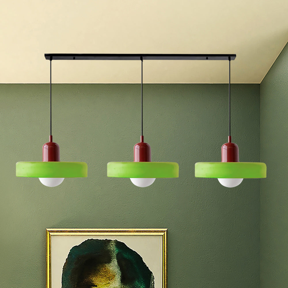 Lampada a sospensione in vetro minimalista in stile Bauhaus con tre teste