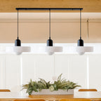 Lampada a sospensione in vetro minimalista in stile Bauhaus con tre teste