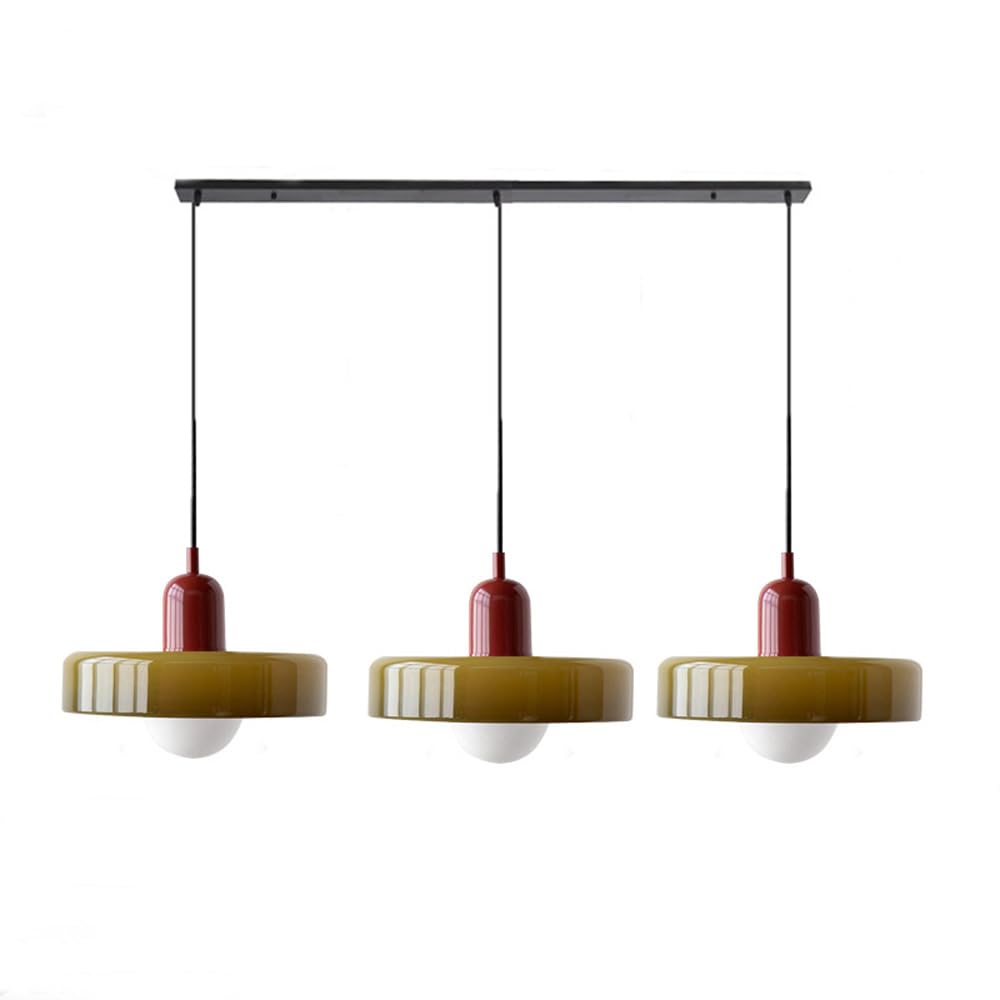 Lampada a sospensione in vetro minimalista in stile Bauhaus con tre teste