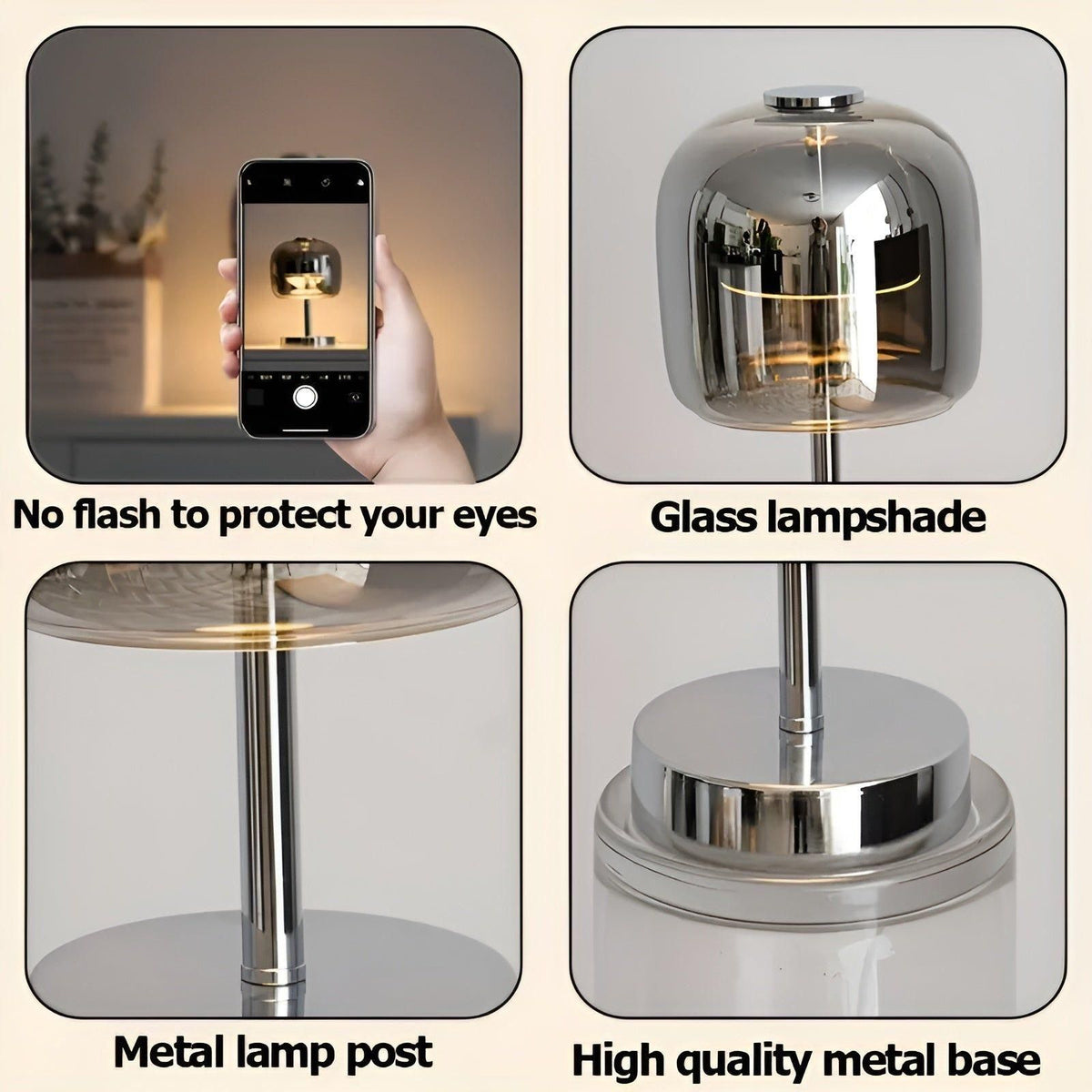 Lux Shine Lampada - Elegante lampada da scrivania in vetro elettroplaccato per illuminazione ambientale