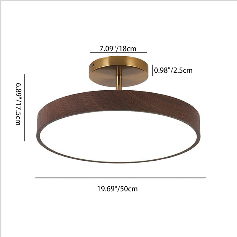 Luce a LED rotonda semi-incassata in legno minimalista giapponese Wabi-sabi