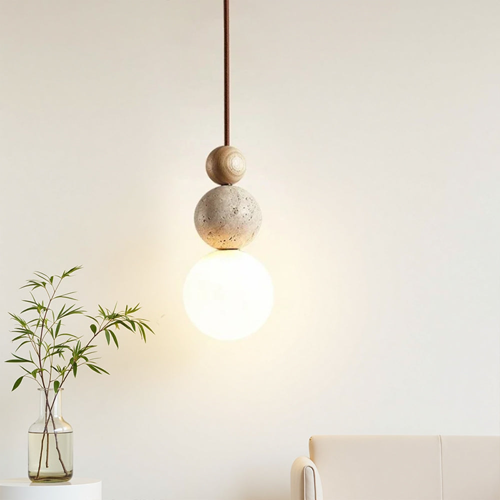 Lampada a Sospensione in Travertino Moderna e Semplice