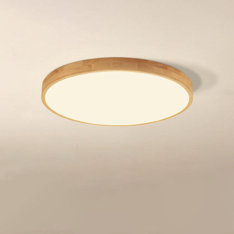 Lampada da soffitto a LED ultra-sottile rotonda in legno massello nordico
