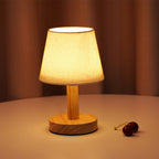 Lampada da Tavolo LED con Paralume a Tamburo in Lino Vintage 1 Luce