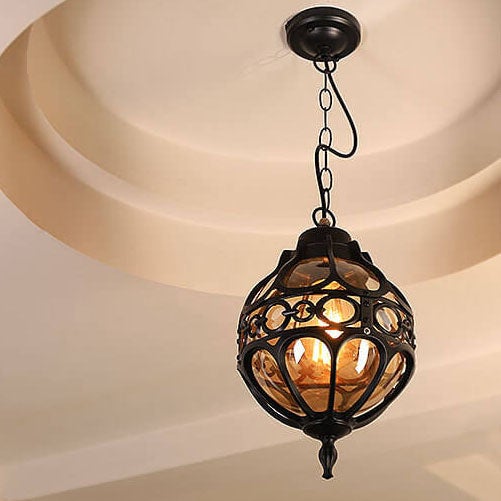 Lampada a sospensione impermeabile da esterno a forma di globo retro industriale con 1 luce