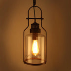 Lampada a Sospensione Vintage Industriale in Ferro e Vetro con 1 Luce