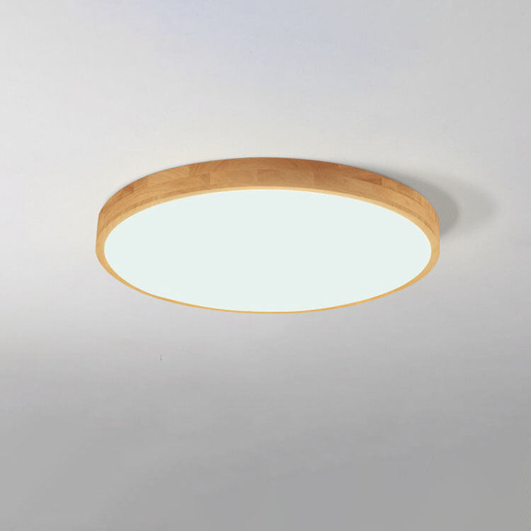 Lampada da soffitto a LED ultra-sottile rotonda in legno massello nordico