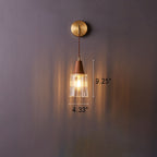 Applique da parete in vetro, noce tradizionale giapponese, cilindro in rame, lampada a 1 luce
