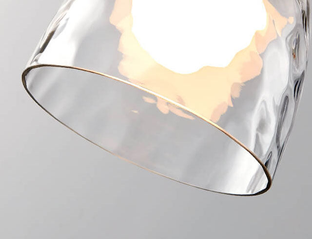 Lampada a Sospensione Moderna Minimalista in Vetro Trasparente Ondulato con Ombra in Ferro a 1 Luce per Soggiorno
