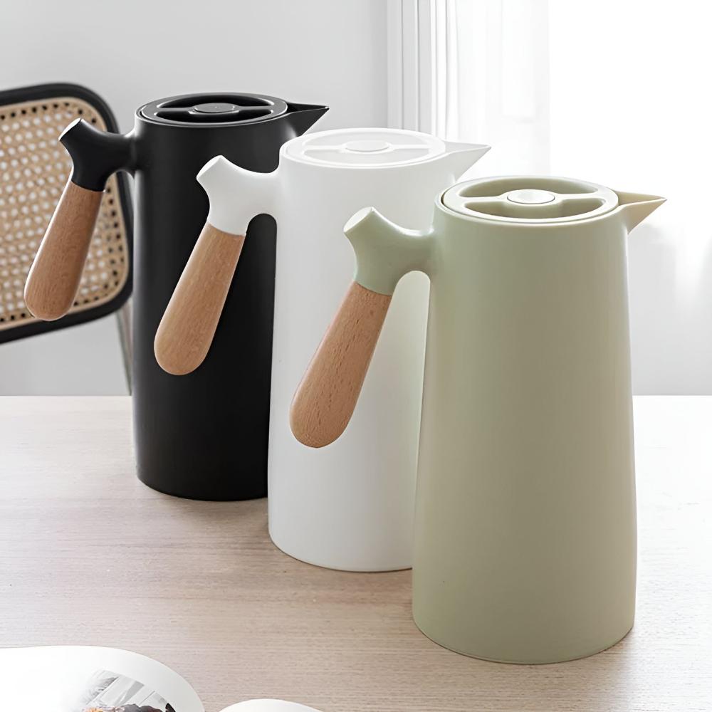 Caraffa Termica Isolata con Manico in Legno