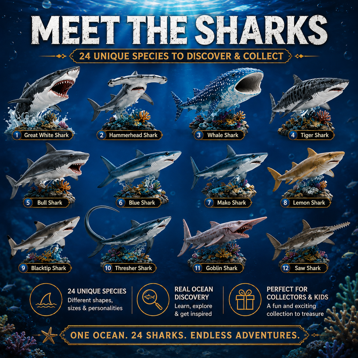 🔥50% di sconto solo per oggi-🦈 Calendario dell'Avvento Shark World 2026