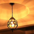 Lampada a sospensione impermeabile da esterno a forma di globo retro industriale con 1 luce