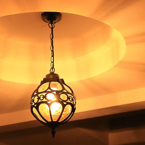 Lampada a sospensione impermeabile da esterno a forma di globo retro industriale con 1 luce