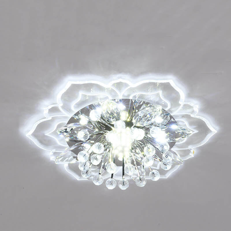 Moderno Lampadario LED a Soffitto a Forma di Fiore in Cristallo