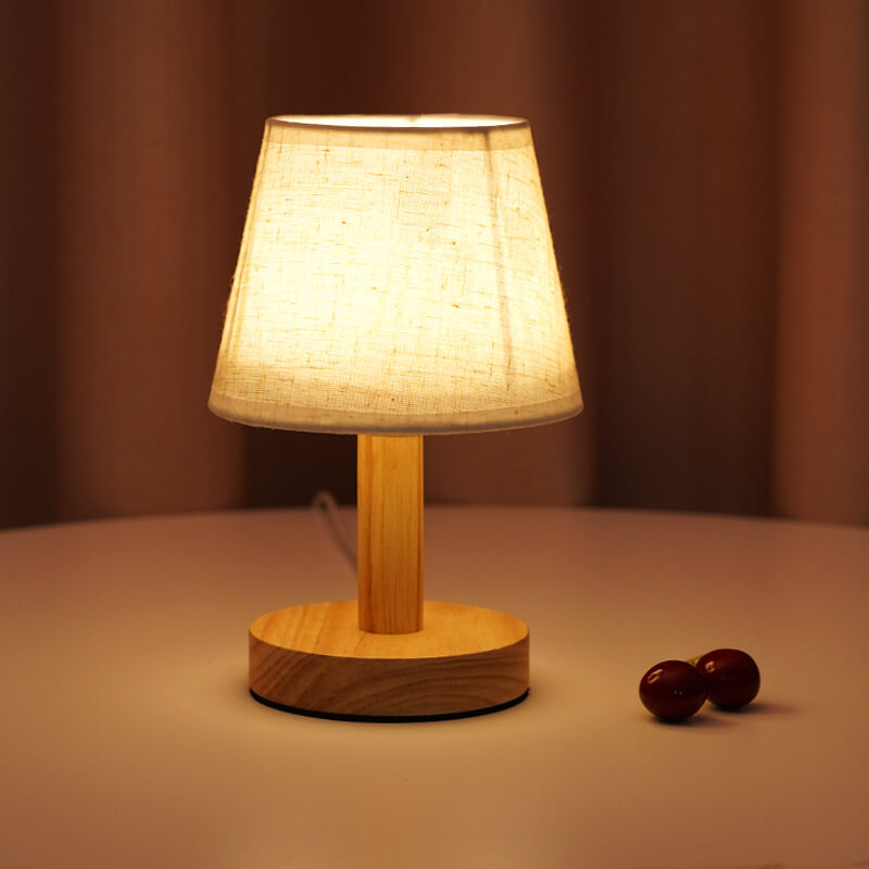 Lampada da Tavolo LED con Paralume a Tamburo in Lino Vintage 1 Luce