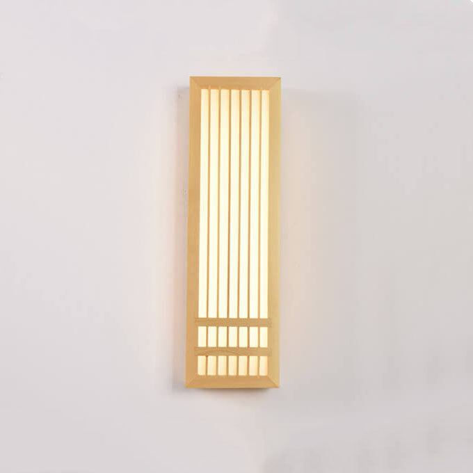 Lampada da parete LED rettangolare in legno massello e acrilico, minimalista e moderna per il soggiorno