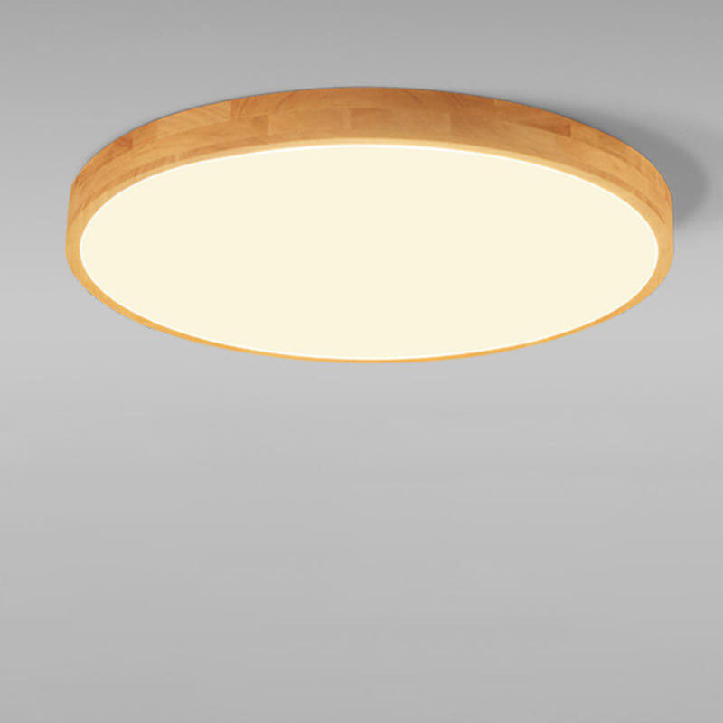 Lampada da soffitto a LED ultra-sottile rotonda in legno massello nordico
