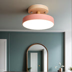 Glarefusion Rotondo Semi Flush Lampada da Soffitto in Legno