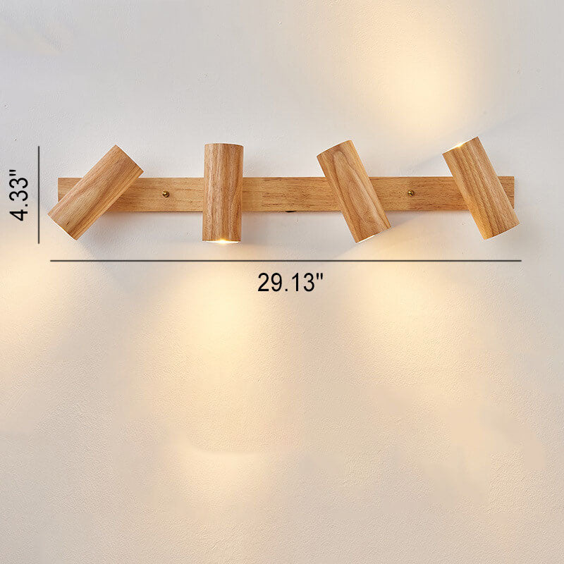Faretto da soffitto minimalista giapponese in legno massello con 1/3/4 luci