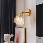 Applique da Parete in Vetro a Tulipano in Ottone Vintage 1 Luce