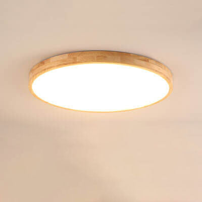 Lampada da soffitto a LED ultra-sottile rotonda in legno massello nordico