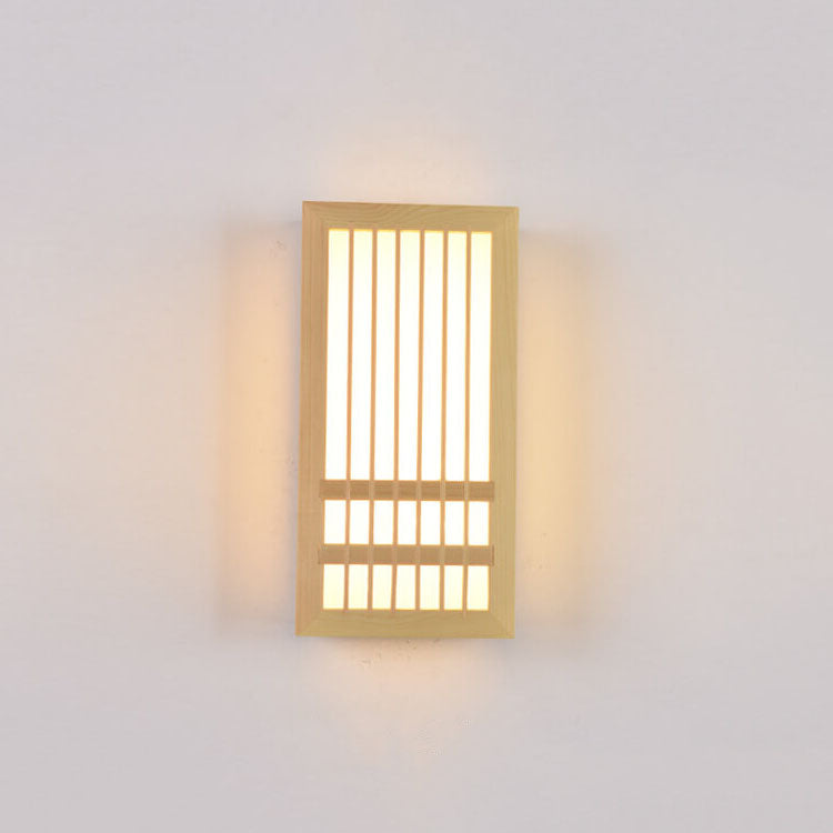 Lampada da parete LED rettangolare in legno massello e acrilico, minimalista e moderna per il soggiorno