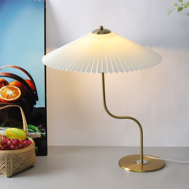 Lampada da Tavolo Decorativa a Forma di Ombrello Pieghettato Retro con 1 Luce