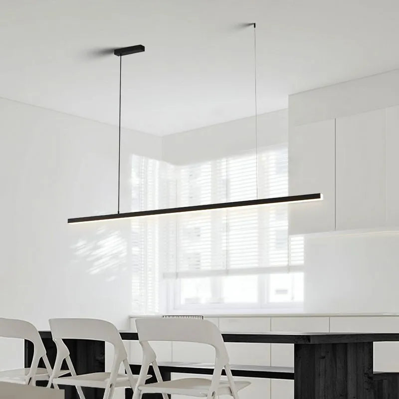 Arisha Minimalista Linear Metal Pendant Light, Bianco/Nero