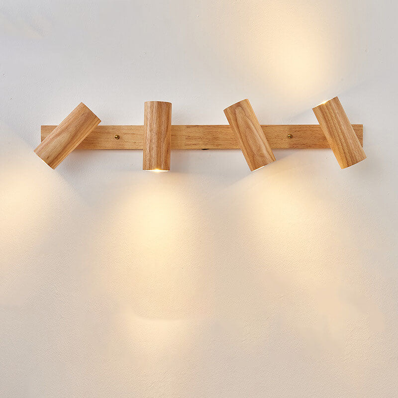 Faretto da soffitto minimalista giapponese in legno massello con 1/3/4 luci