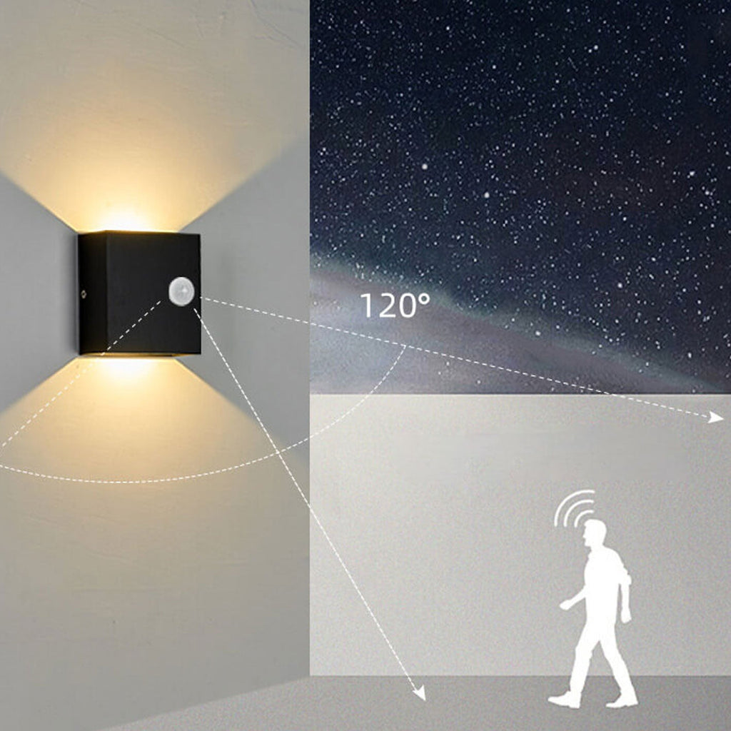 Applique a parete moderna semplice quadrata con sensore di corpo LED