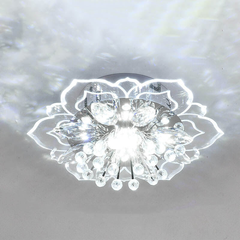 Moderno Lampadario LED a Soffitto a Forma di Fiore in Cristallo