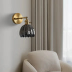 Applique da Parete in Vetro a Tulipano in Ottone Vintage 1 Luce