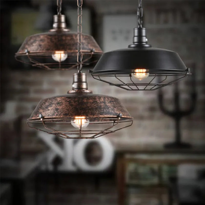 Lampadario Industriale Rustico Nero Epoch