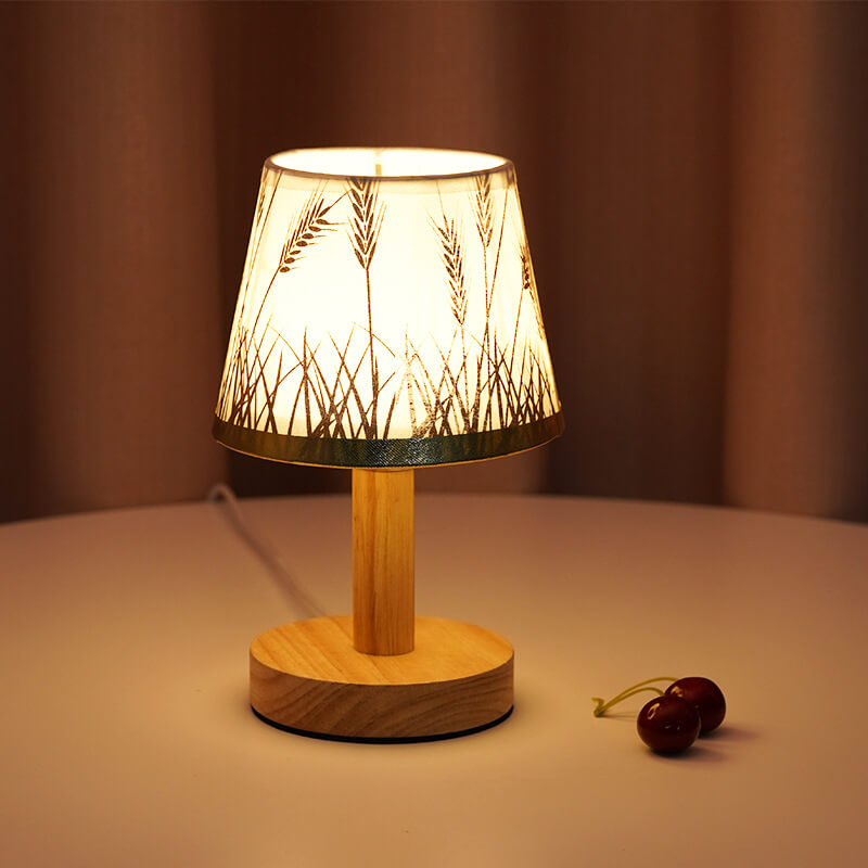 Lampada da Tavolo LED con Paralume a Tamburo in Lino Vintage 1 Luce