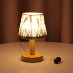 Lampada da Tavolo LED con Paralume a Tamburo in Lino Vintage 1 Luce