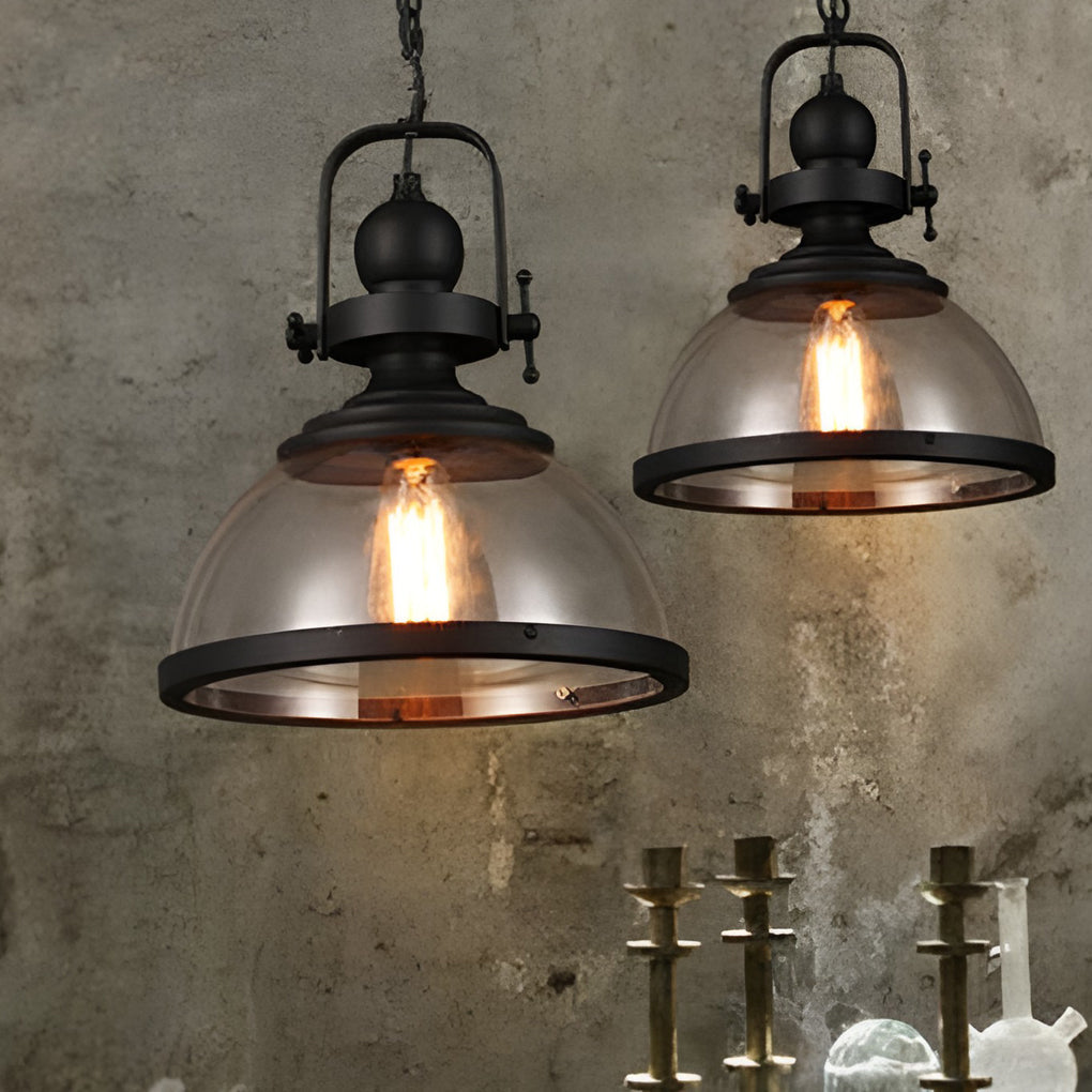 Frendorf | Lampada a sospensione in vetro a forma di ciotola | Design retro industriale