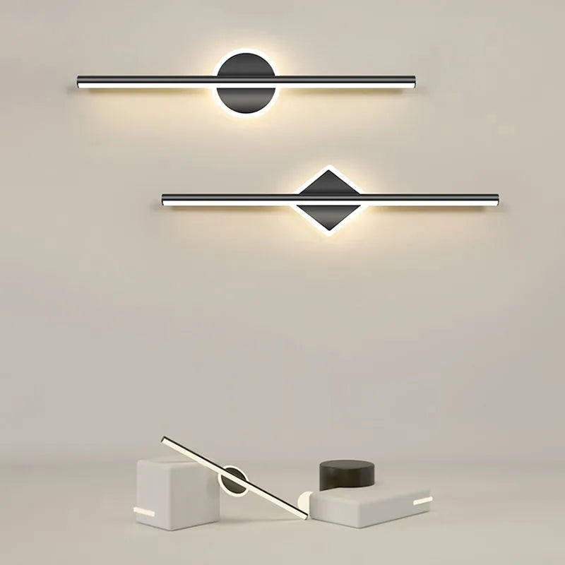 Lampada da parete a specchio lineare LED Arisha, Nero/Oro