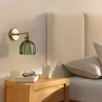 Applique da Parete in Vetro a Tulipano in Ottone Vintage 1 Luce