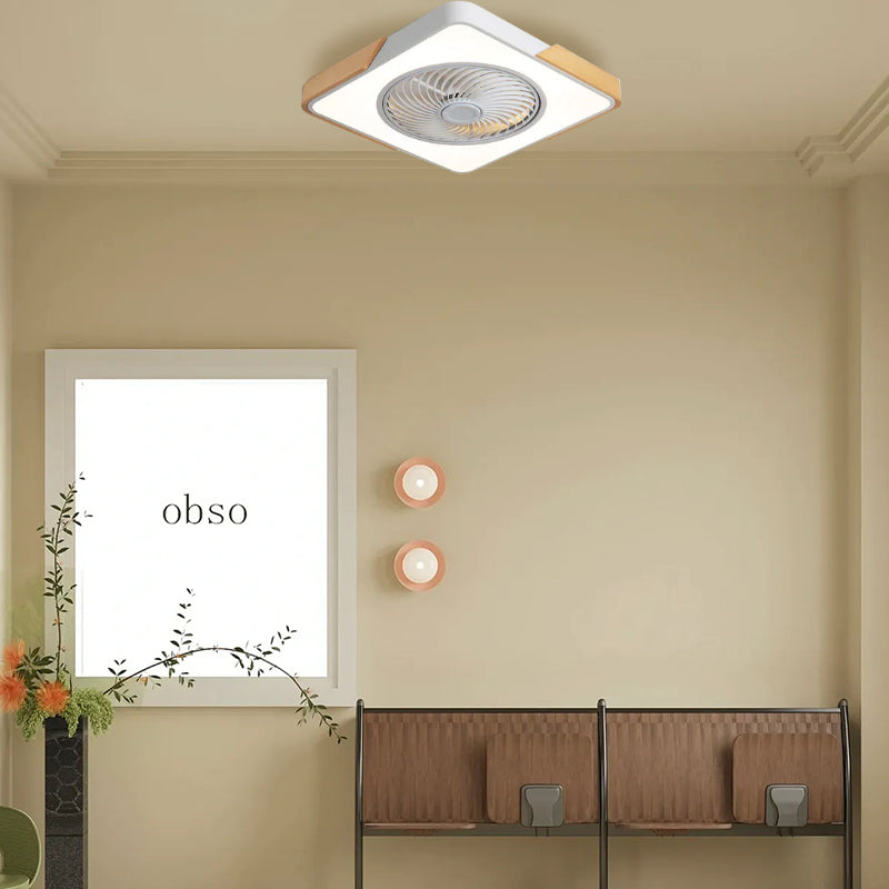 Ventilatori da soffitto in legno contemporanei con luci LED