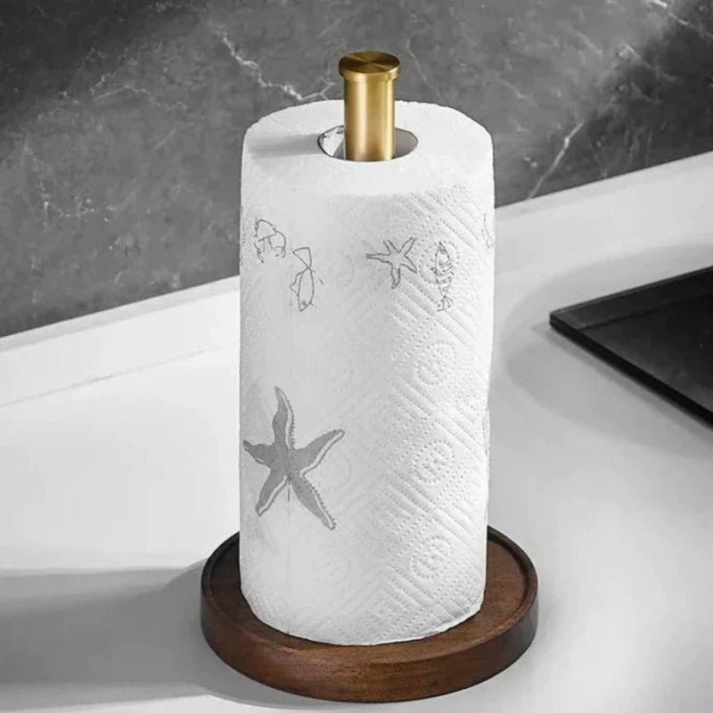 WalnutCraft – Porta Carta in Noce Massello Fatta a Mano con Acciaio Inossidabile