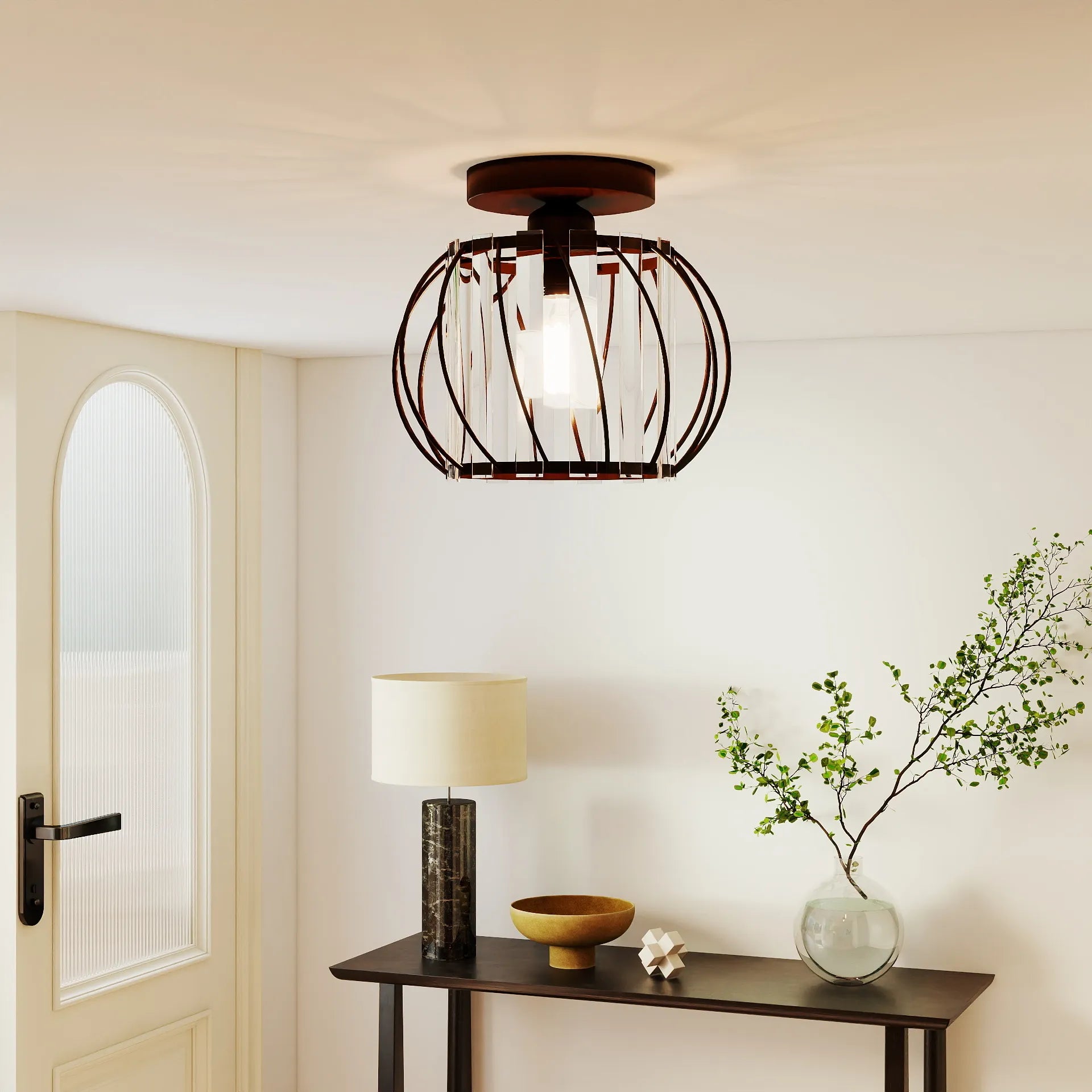 Lampada da soffitto in vetro a forma di lanterna creativa moderna