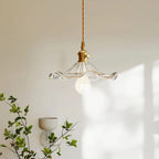 Glarefusion Vintage Glass Hibiscus Flower Pendant Light