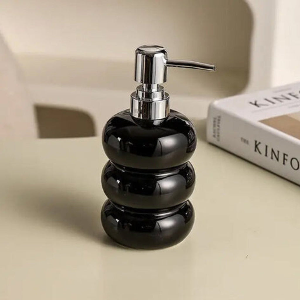 CeramiLux - Dispenser per sapone opaco con pompa in argento e base antiscivolo