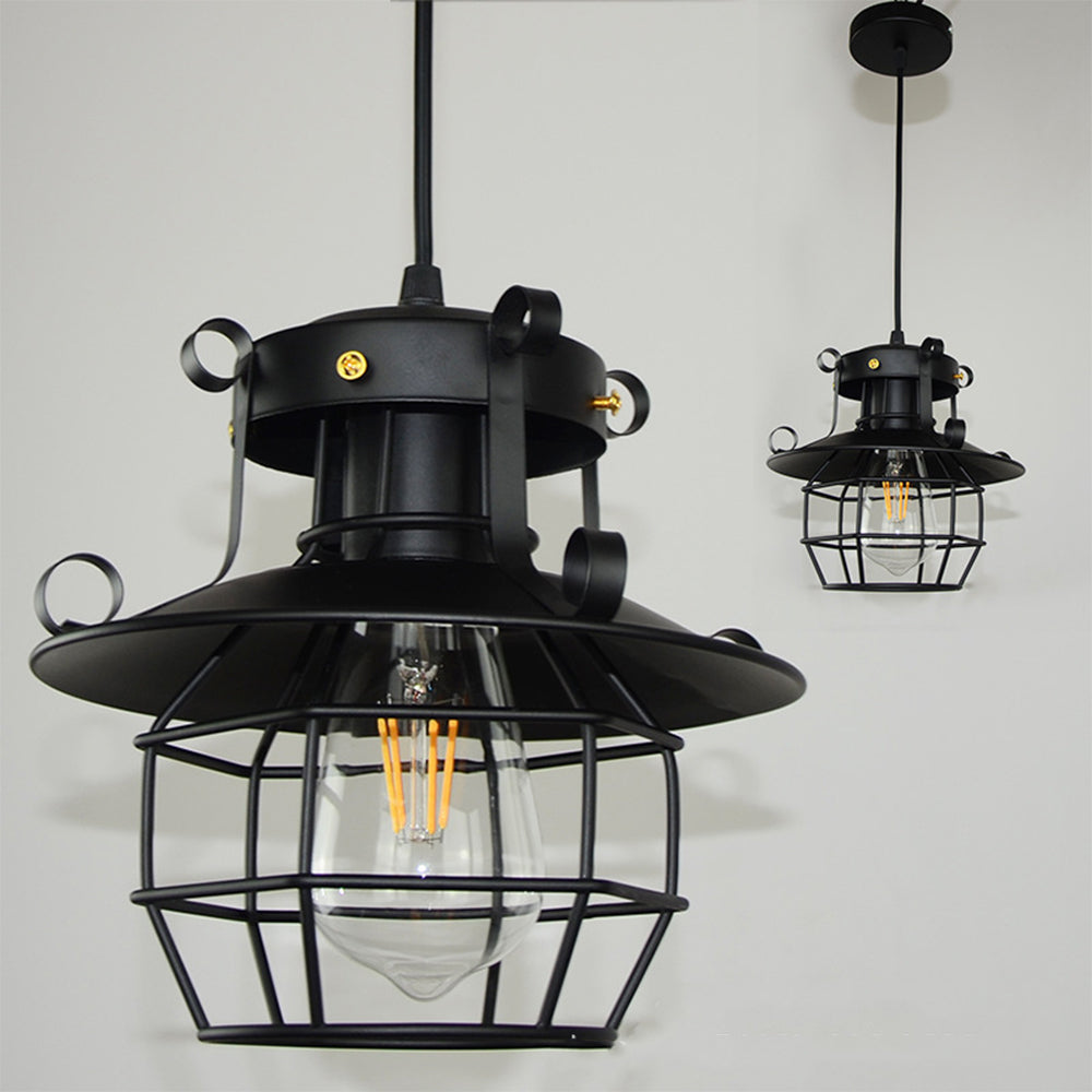 Lampada a Sospensione Industriale Design Retro in Metallo