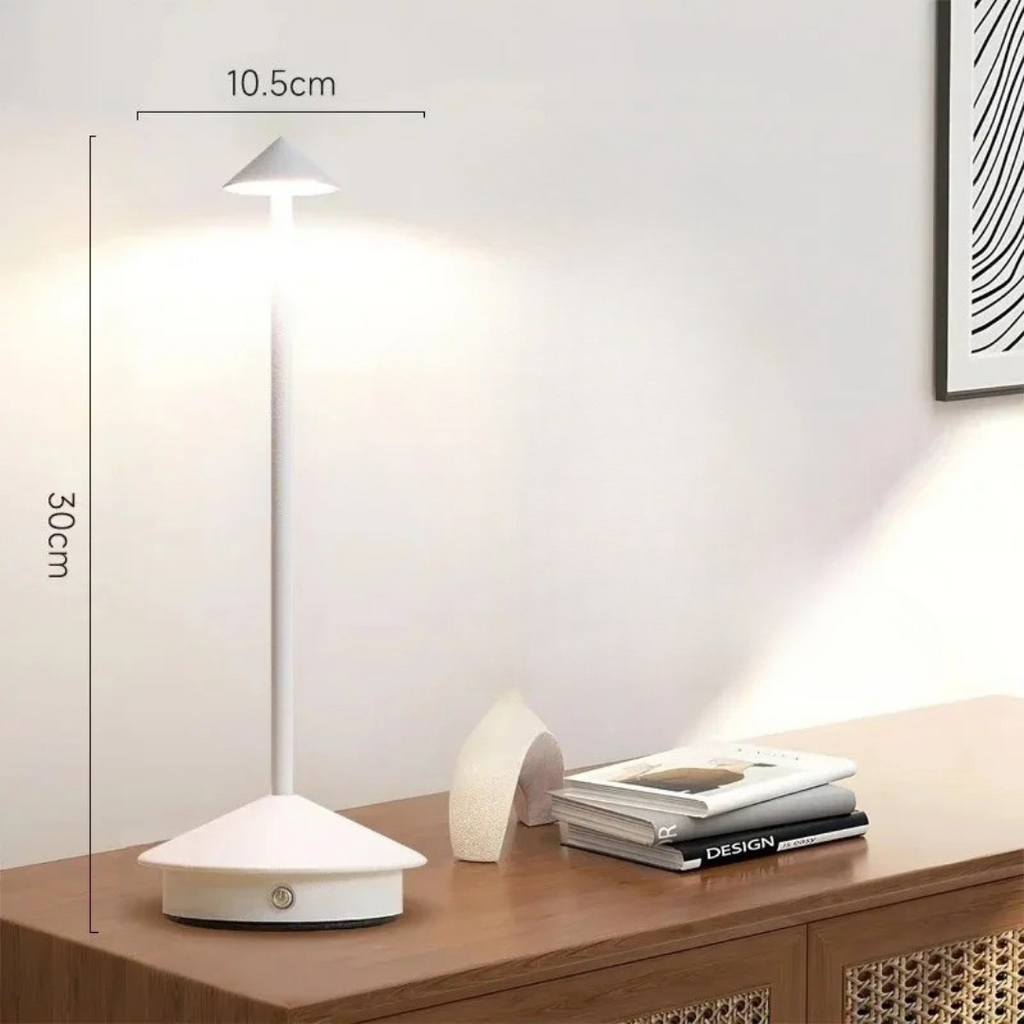 Lampada da Tavolo Ricaricabile LED a Cono in Alluminio Moderno 1 Luce