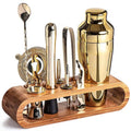 MixMaster – Set di Attrezzi da Bar in Acciaio Inossidabile da 10 Pezzi con Supporto in Legno