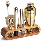 MixMaster – Set di Attrezzi da Bar in Acciaio Inossidabile da 10 Pezzi con Supporto in Legno