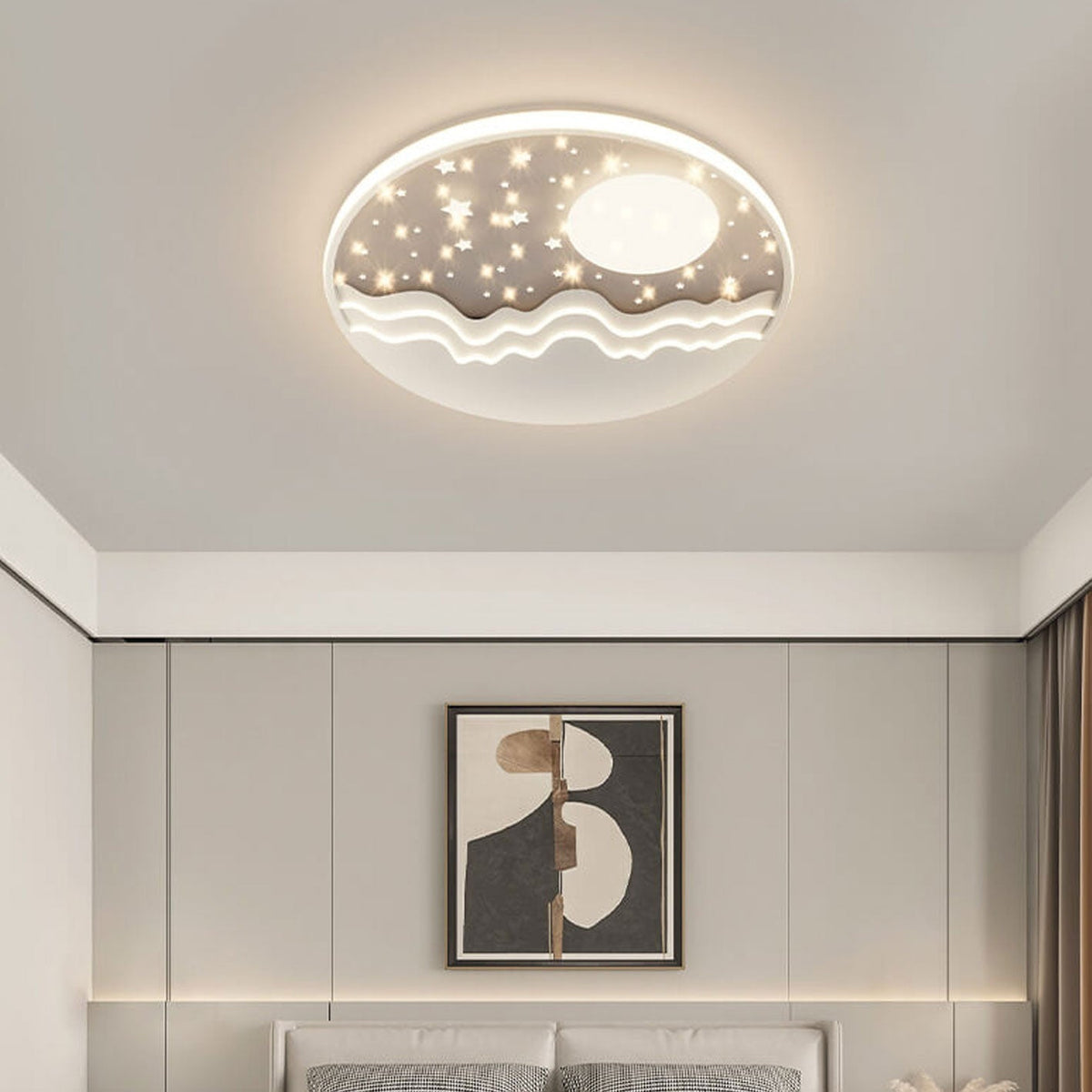 Luce da soffitto a LED rotonda in alluminio a soffitto Flush Mount Nordic Creative Star Moon