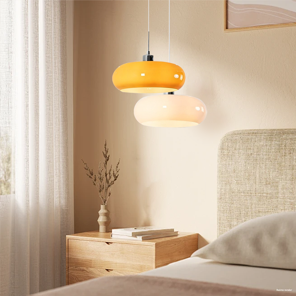 Aurevina | Lampada a sospensione in vetro Bauhaus con paralume in vetro soffiato